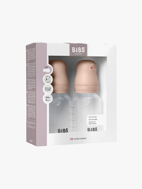 BIBS Slow Flow Fläschchen Silikon 2er-Pack 150 ml, Blush