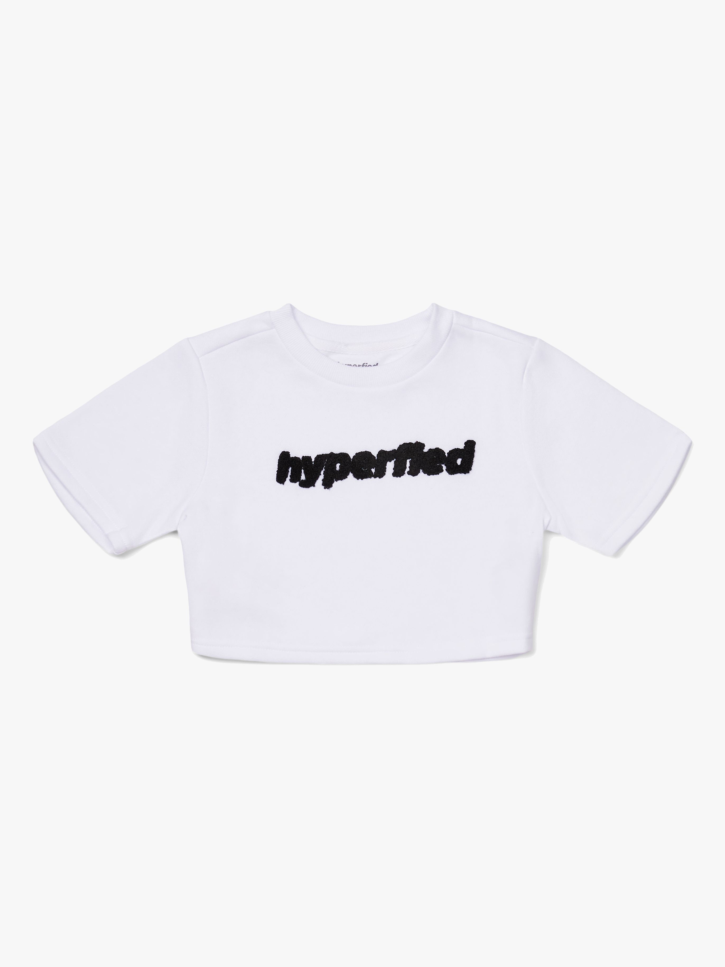 Hyperfied Running Short Sleeve Logo Sweatshirt, Snow White 134-140