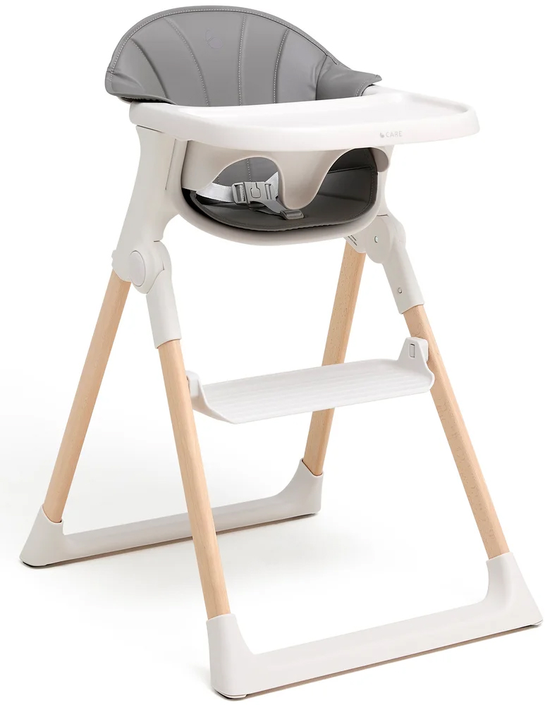 Beemoo CARE Harmony Hochstuhl inkl. Sitzkissen, White/Wood/Grey