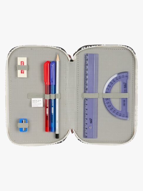 FC Barcelona Gefülltes Dreifach-Federmäppchen 37 Teile, Schwarz