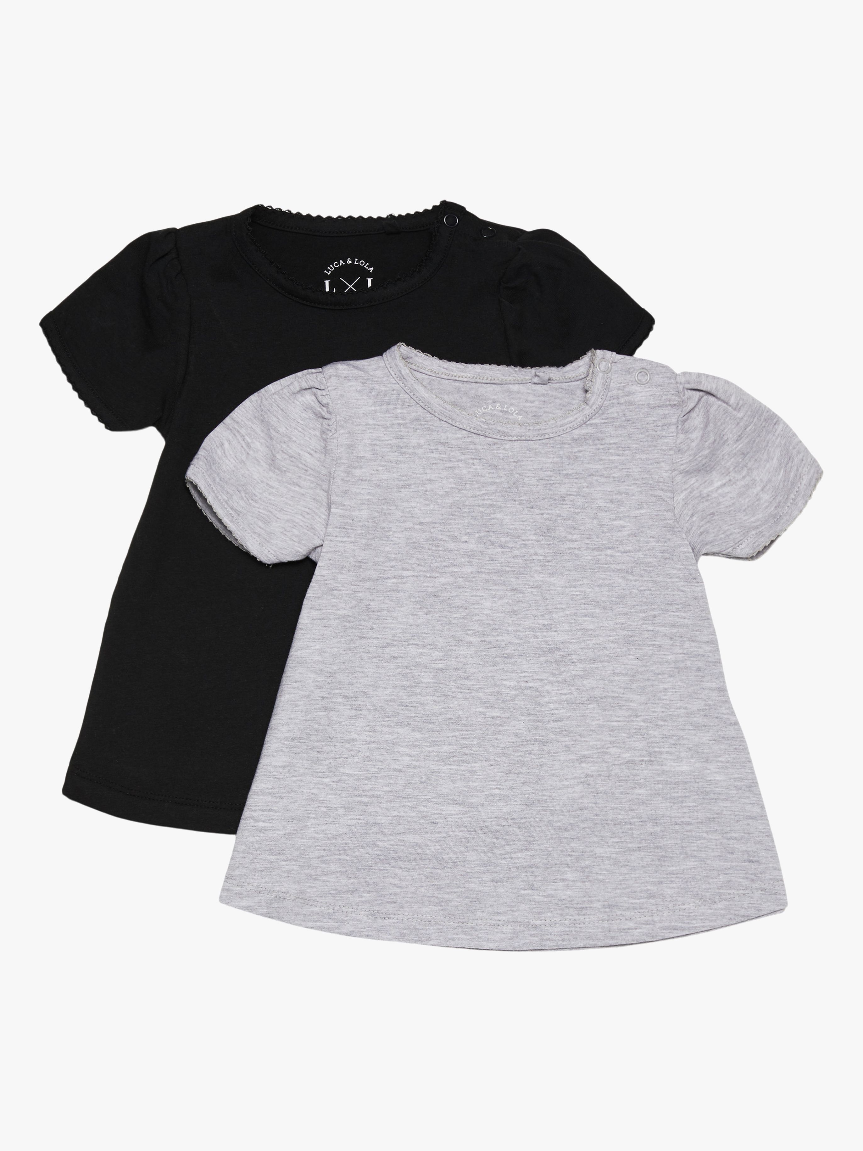 Emily T-Shirt 2er-Pack, Grey Melange / Anthracite 98-104