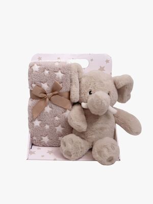 CarloBaby Elefant Fleecedecke und Kuscheltier, Beige