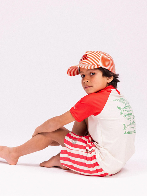 Swim Essentials Badehose, Lobster Stripe Beige/Red