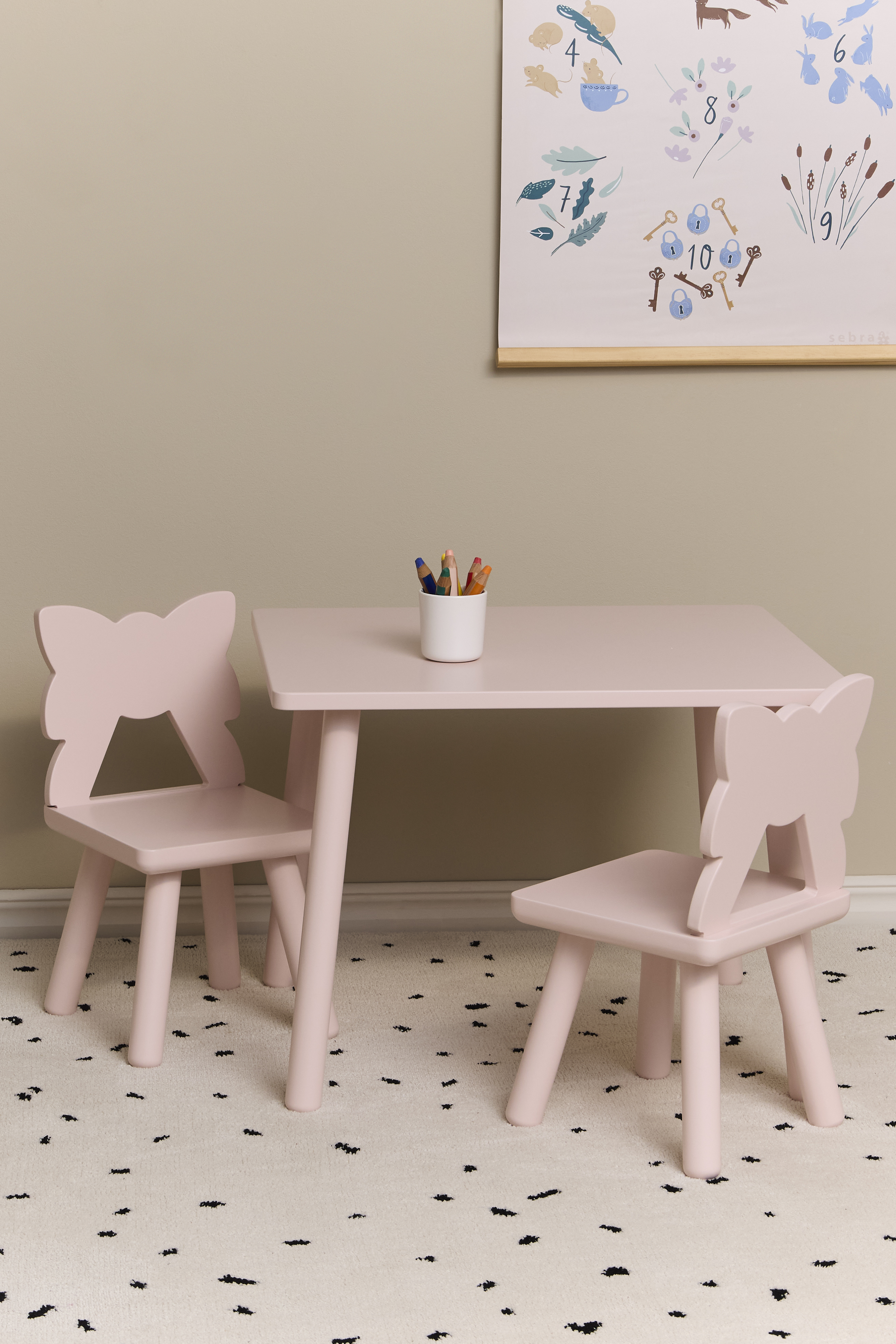 MILA Tisch und Stühle, Rosa