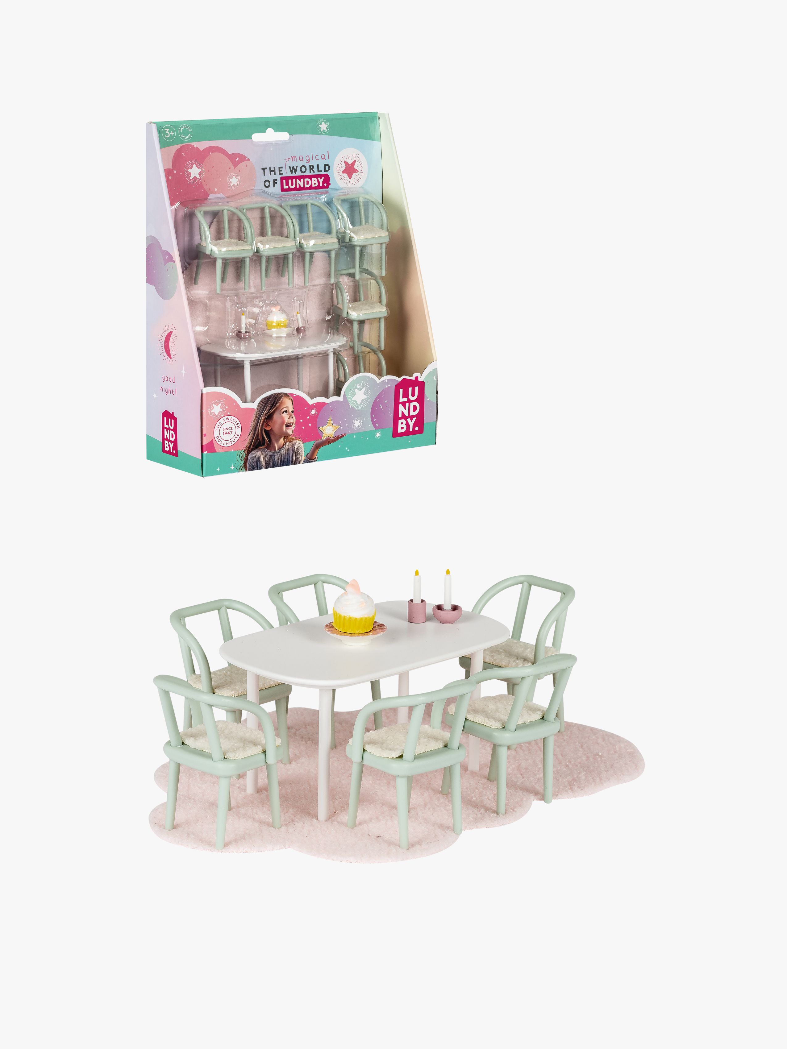 Lundby Puppenhauszubehör Esszimmermöbel 6 Teile
