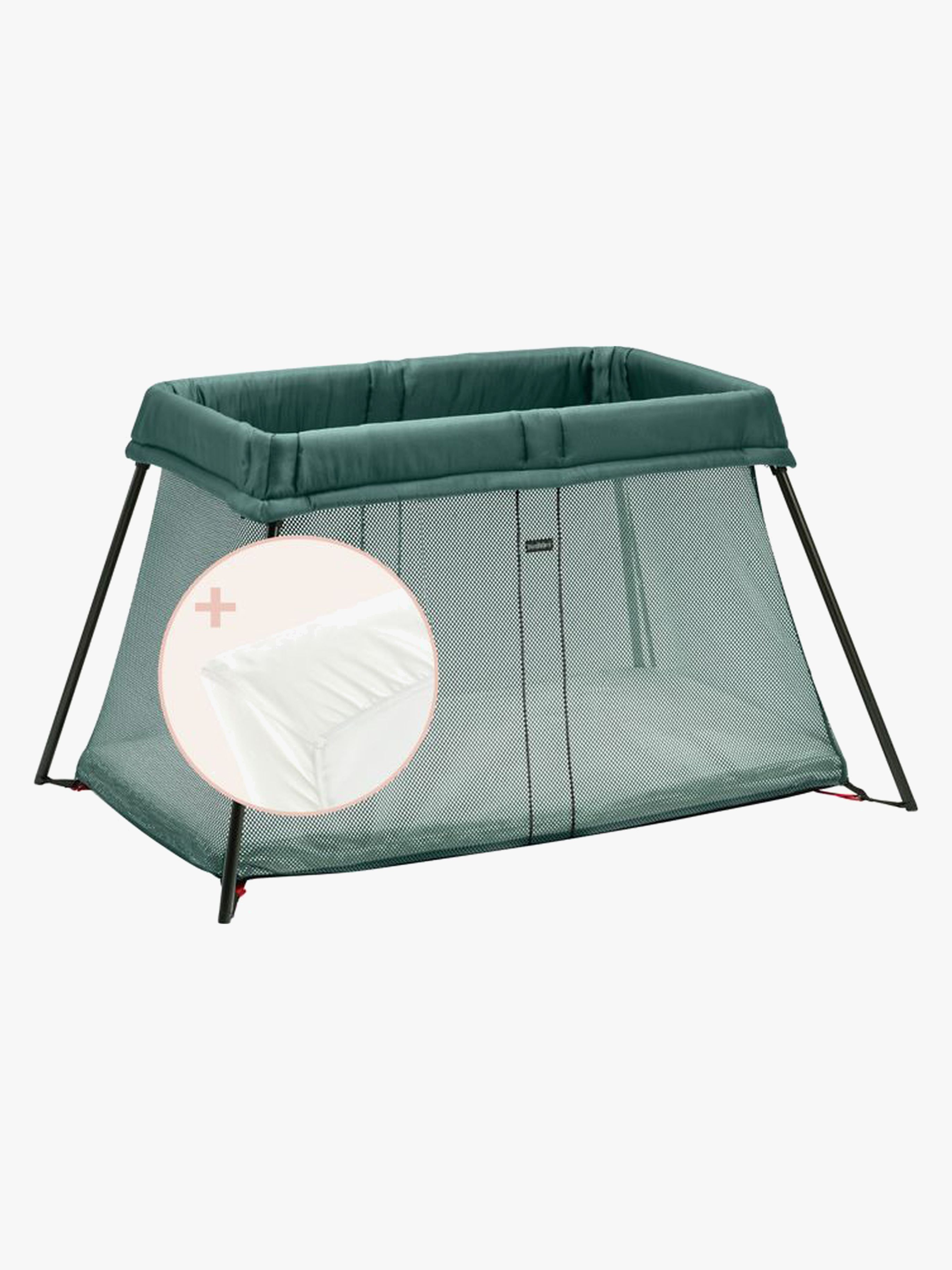 BabyBjörn Light Reisebett mit Spannbetttuch, Dunkelgrün