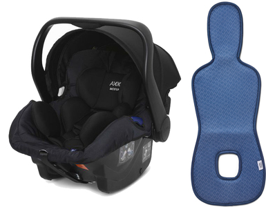  Axkid Modukid Infant Babyschale inkl. Ventilierendem Sitzpolster, Shell Black/Bijou Blue