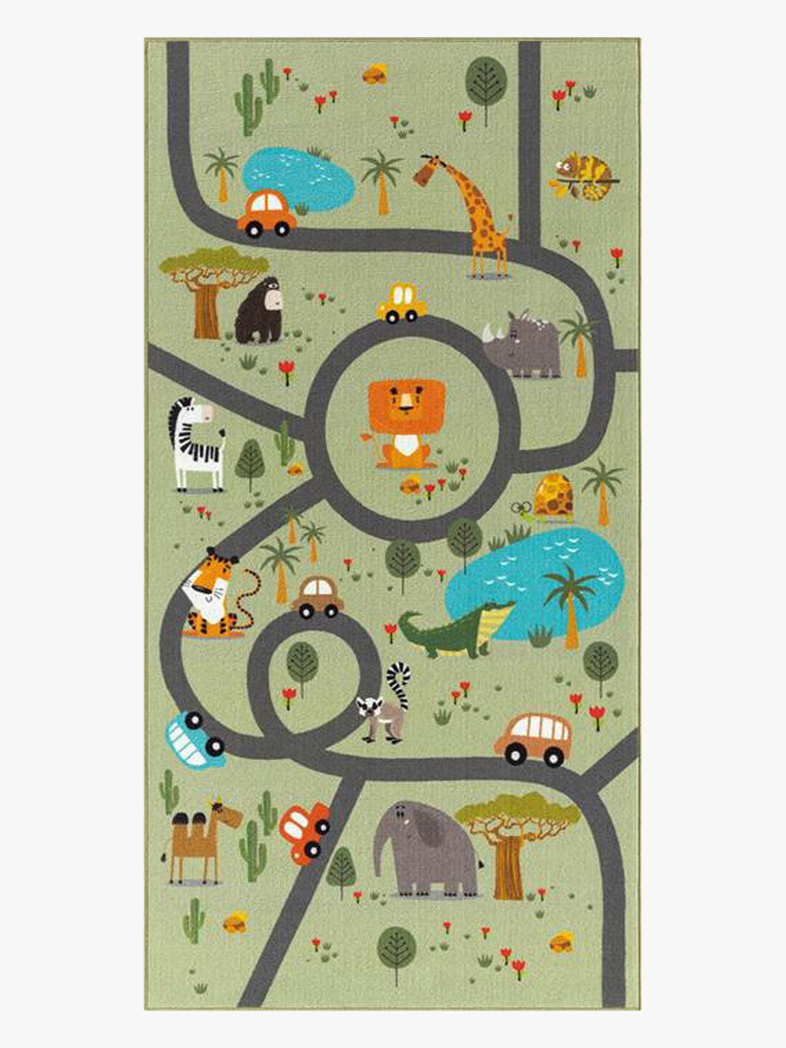 KMCarpets Play Animals Teppich 80x150 cm, Grün