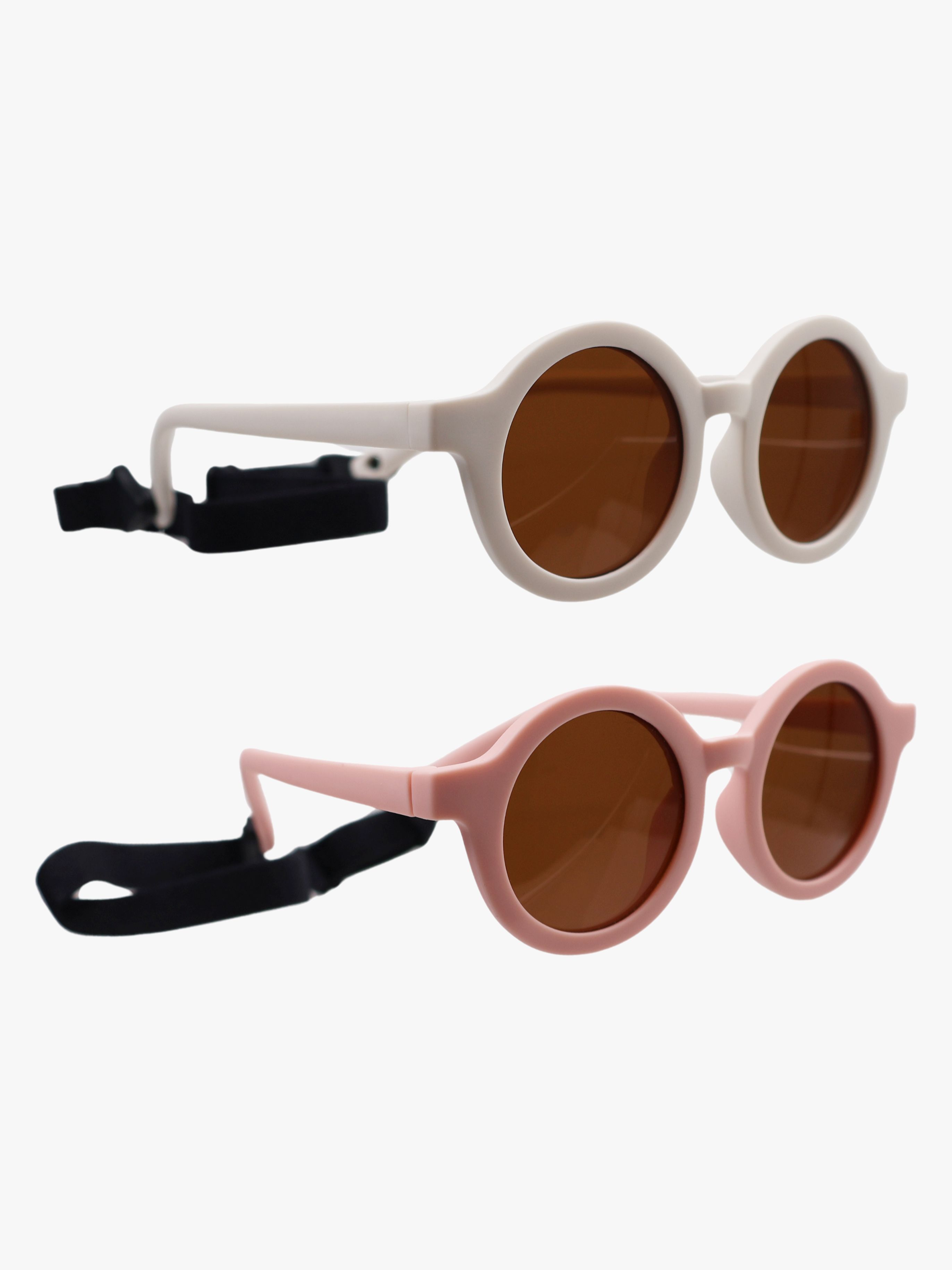 CarloBaby Luma Biegsame Sonnenbrille Breakproof 2er-Pack, Weiß/Rosa