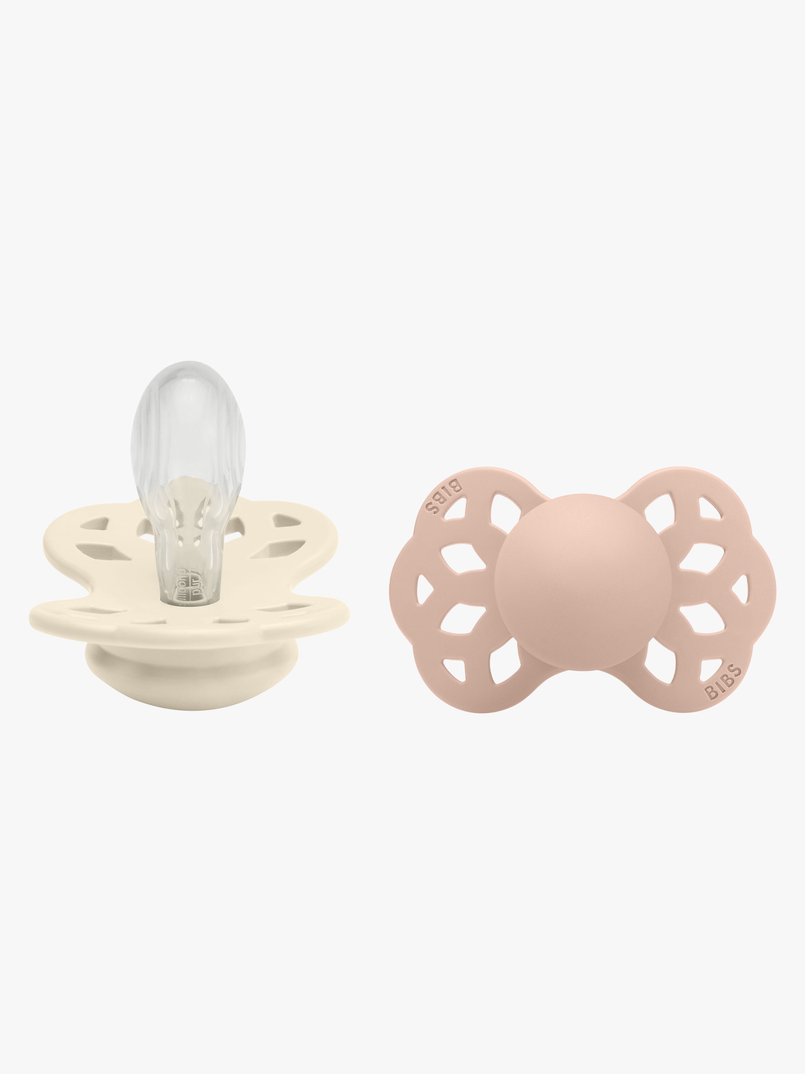 BIBS Infinity Schnuller 2er-Pack Silikon Größe 2 Symmetrisch, Ivory/Blush