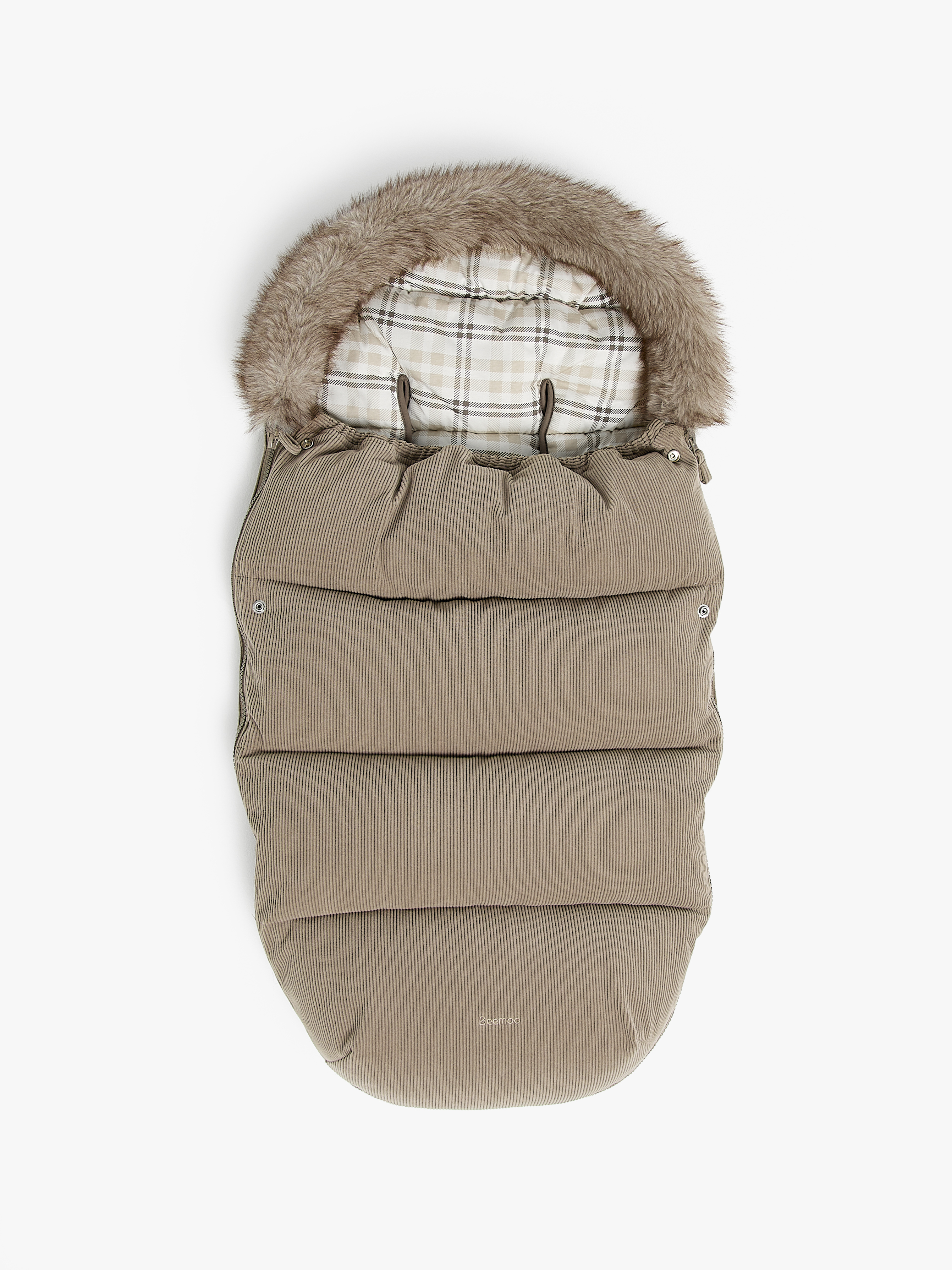 Beemoo Brisk Winterfußsack, Taupe Corduroy/Checkered, Winterfußsäcke