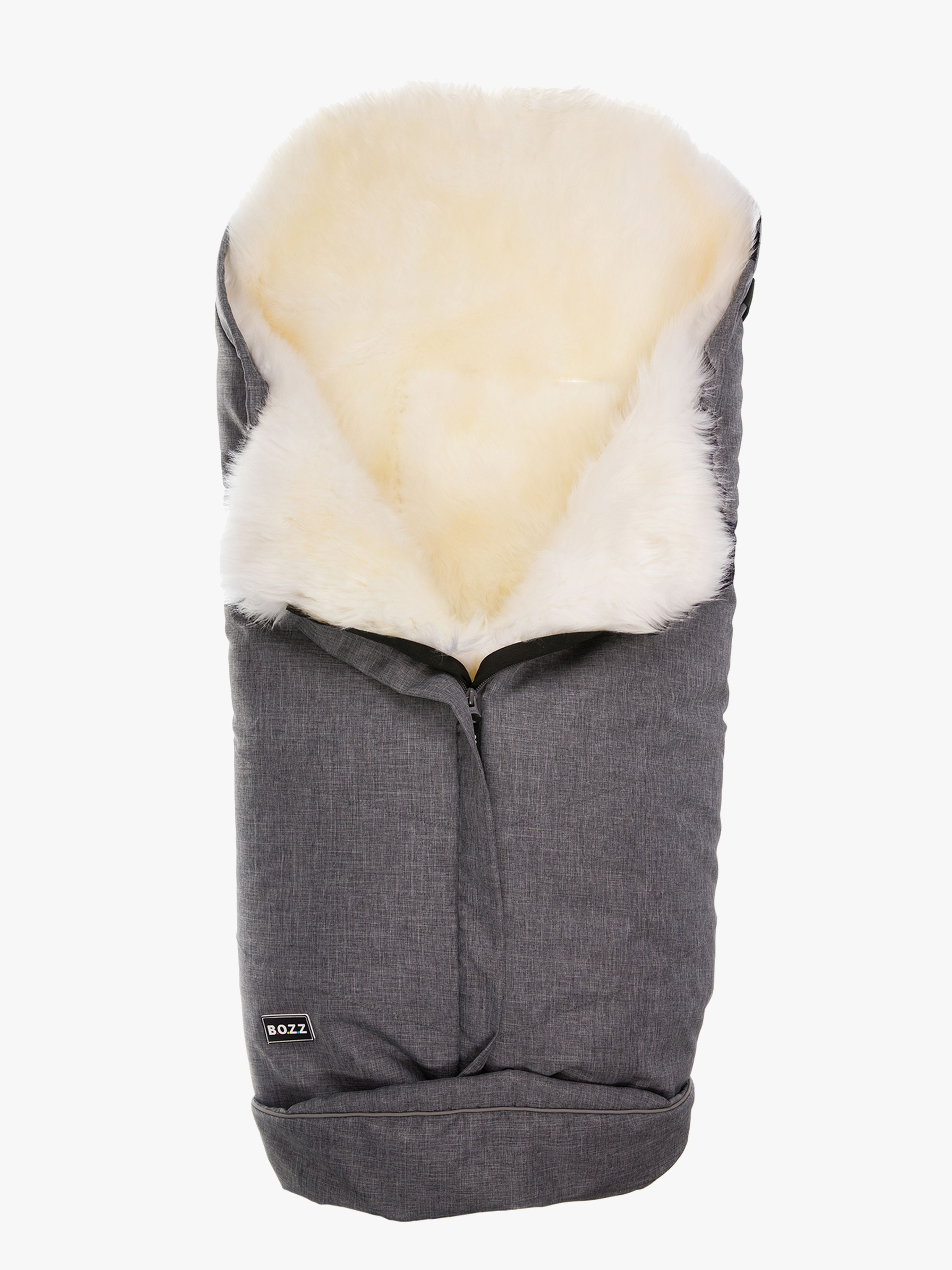 Bozz Lammfell-Fußsack Langhaarig, Grey Melange/White