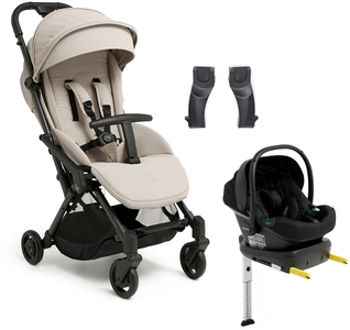 Beemoo Easy Fly Lux 4 Buggy inkl. Route i-Size Babyschale & Basis, Sand Beige/Black Stone