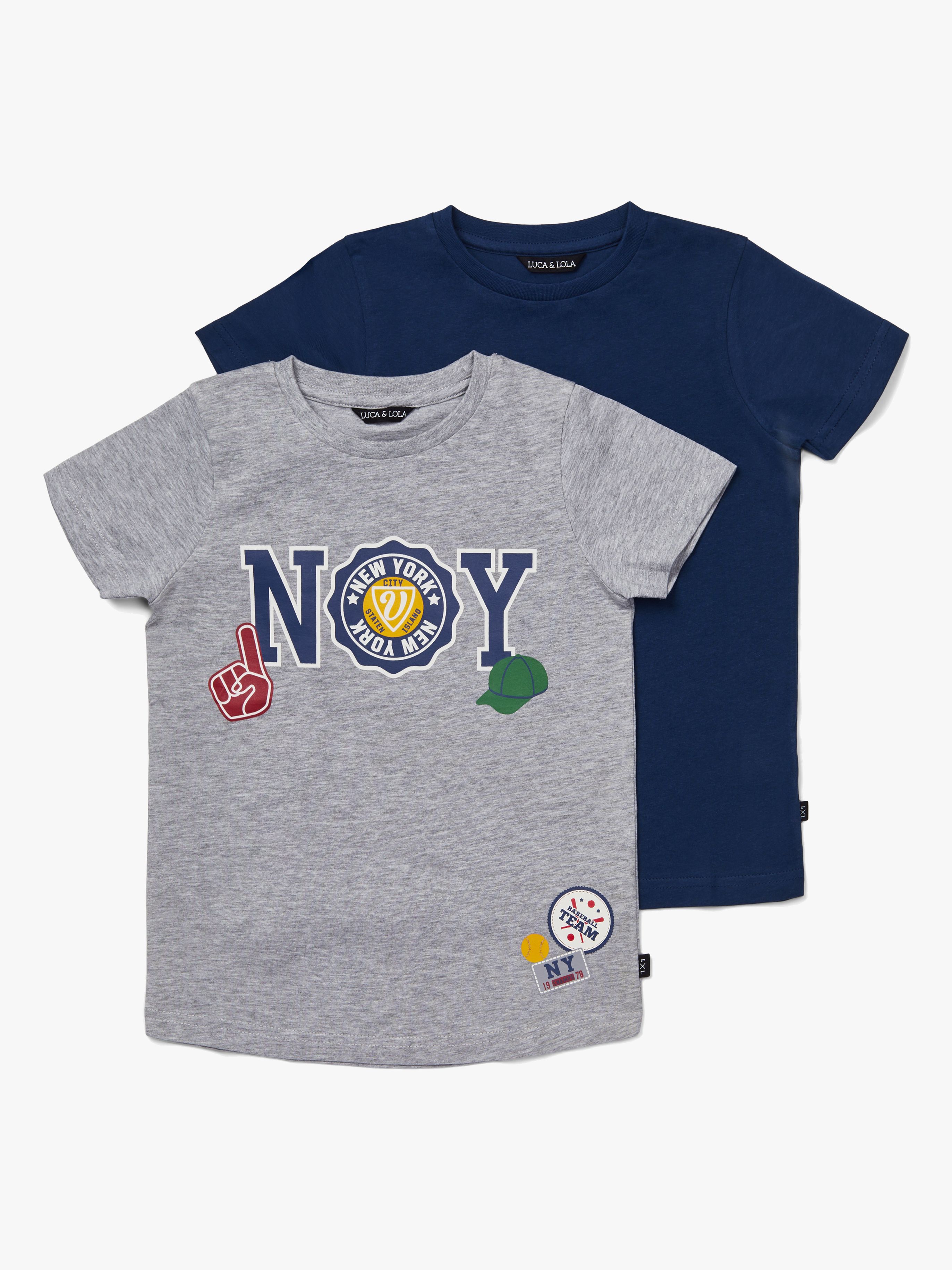 Luca &  Lola San Marino T-Shirt 2er-Pack, Grey Melange/Navy 110–116