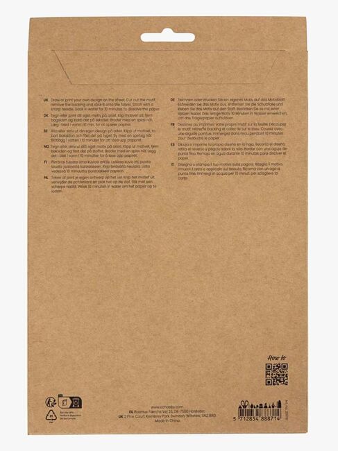 Creativ Company Wasserlöslich Stickereibogen A5 8 st