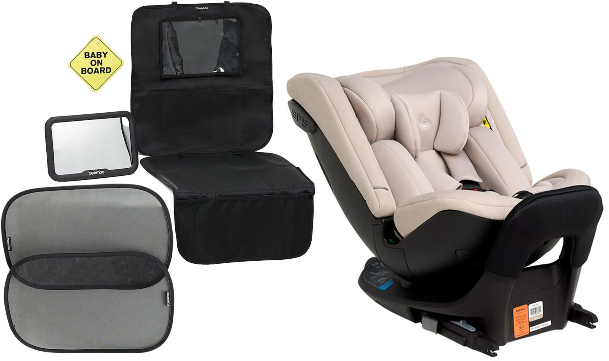 Beemoo Rotate i-Size Kindersitz inkl. Beemoo Zubehörpaket, Oat
