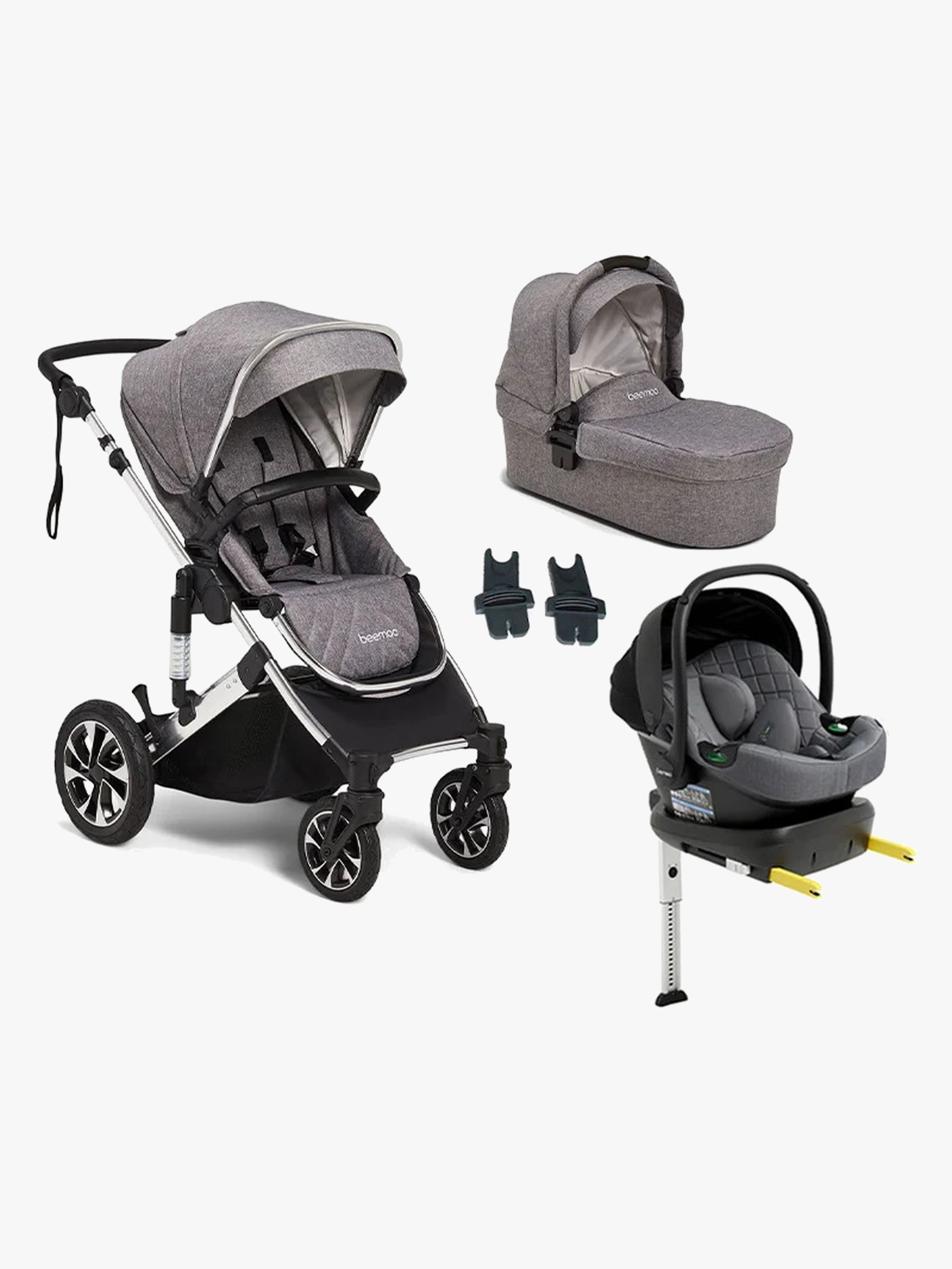 Beemoo Maxi 4 Kombiwagen inkl. Beemoo Route Babyschale & Basis, Grey Silver/Mineral Grey