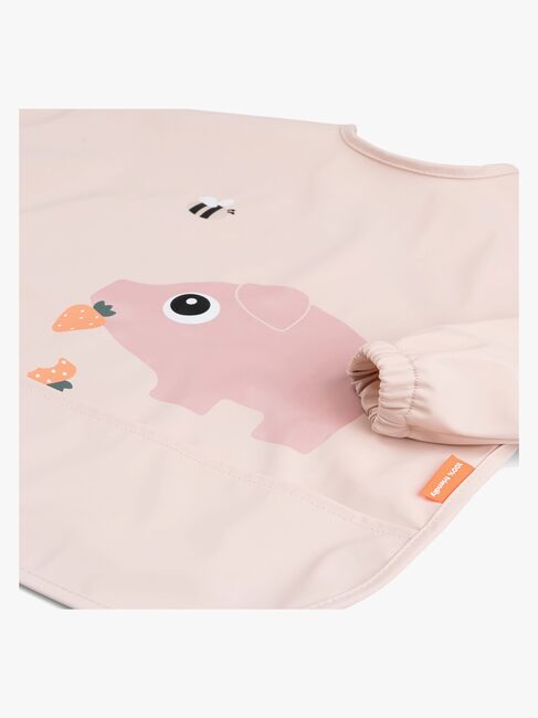 Done By Deer Tiny Farm Langärmliges Lätzchen mit Tasche, Powder