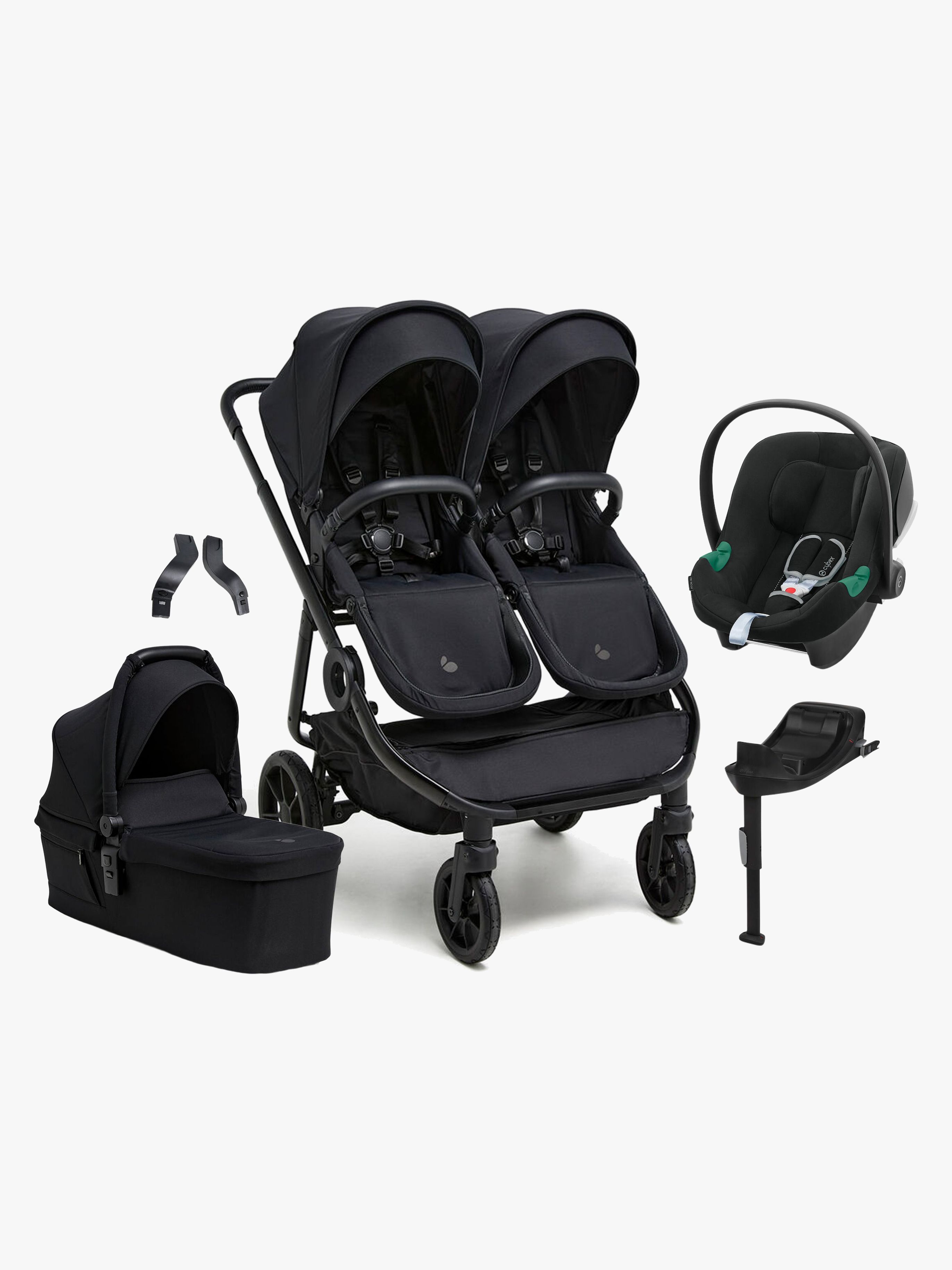 Pro Twin 2 Geschwisterwagen inkl. Cybex Aton B2 & Basis, Coffee Black, Doppelkinderwagen