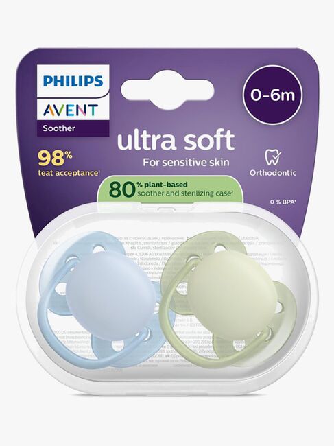 Philips Avent Ultra Soft Schnuller 0–6m 2er-Pack, Grün/Blau