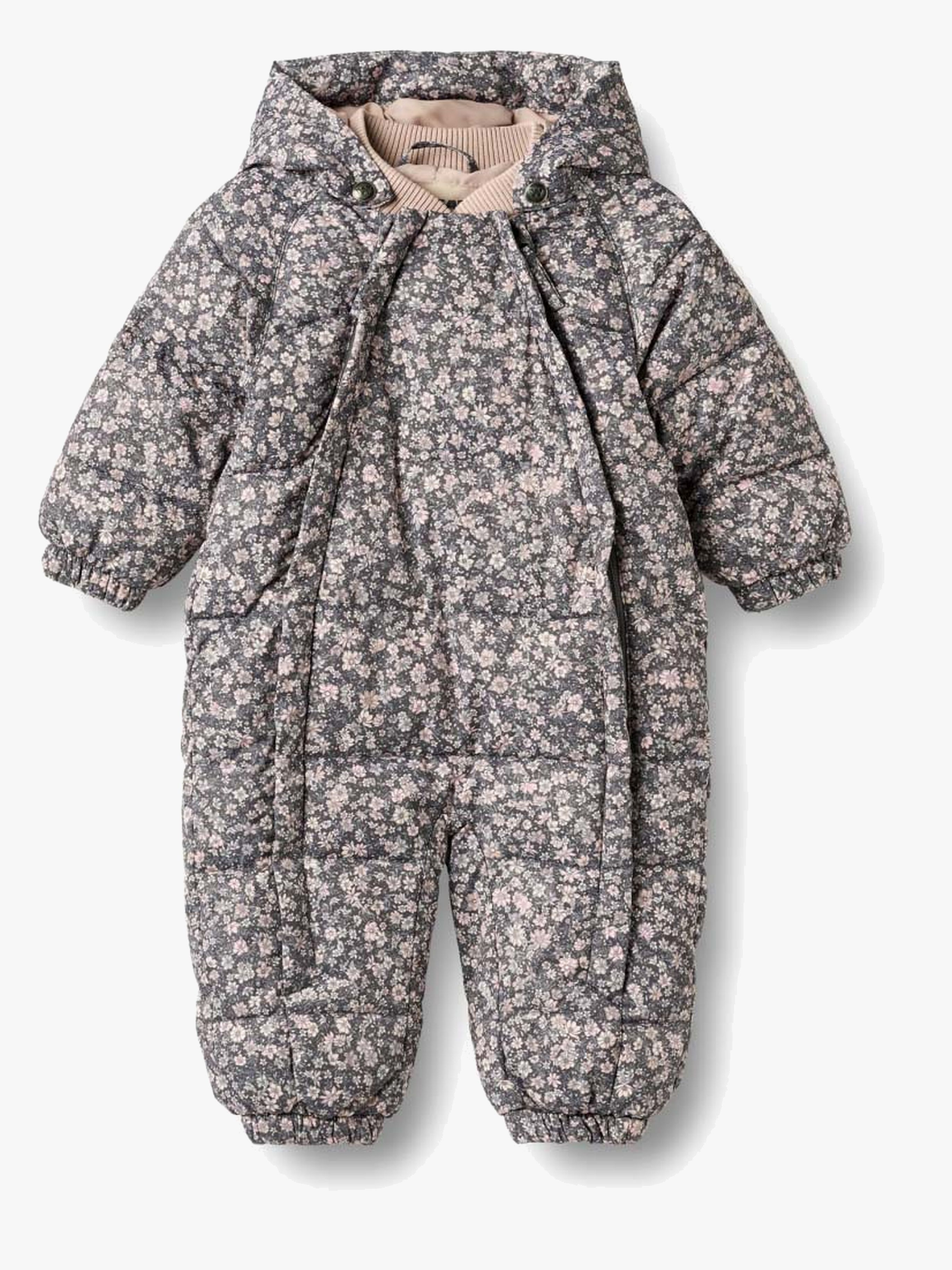 Edem Baby Winteroverall, Dark Charcoal Flowers, 9-12 Monate