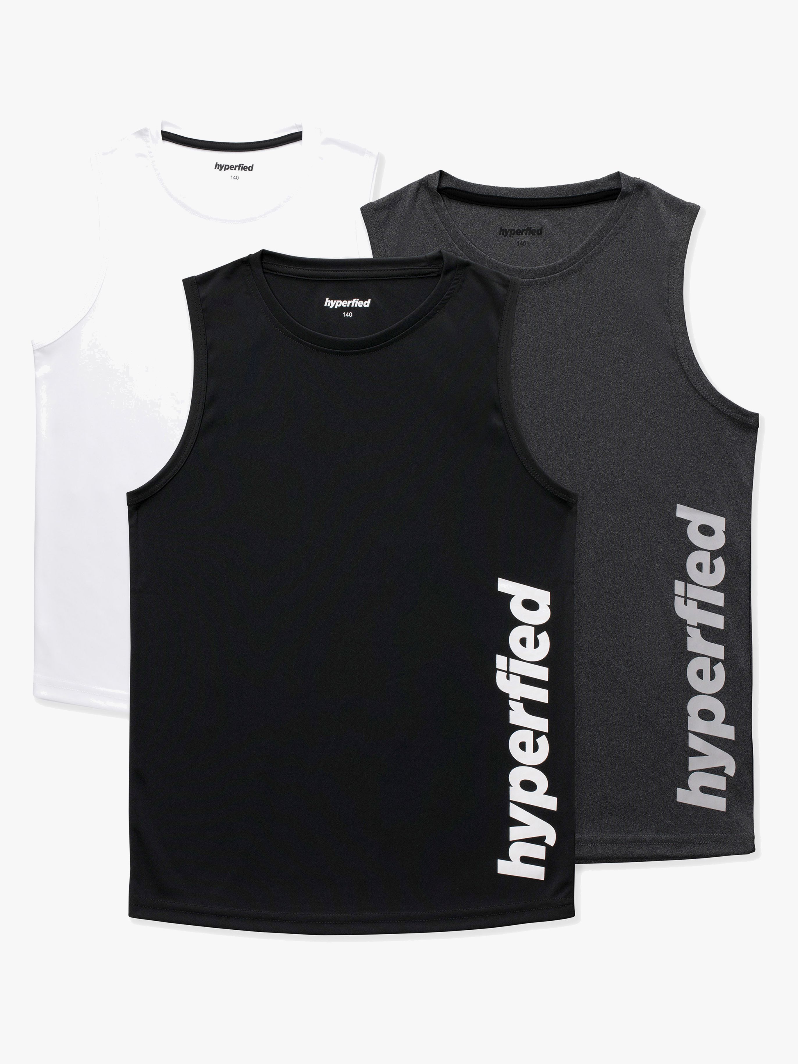 Bounce Tanktop 3er Pack, Black / Grey Melange / White 130