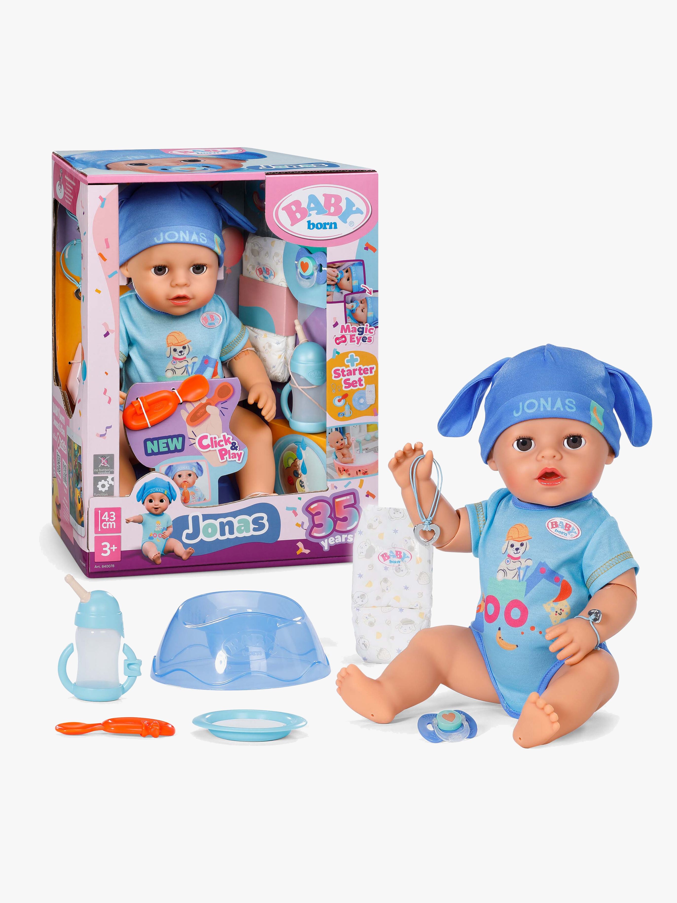 Baby Born Click & Play Puppe Jonas 43 cm