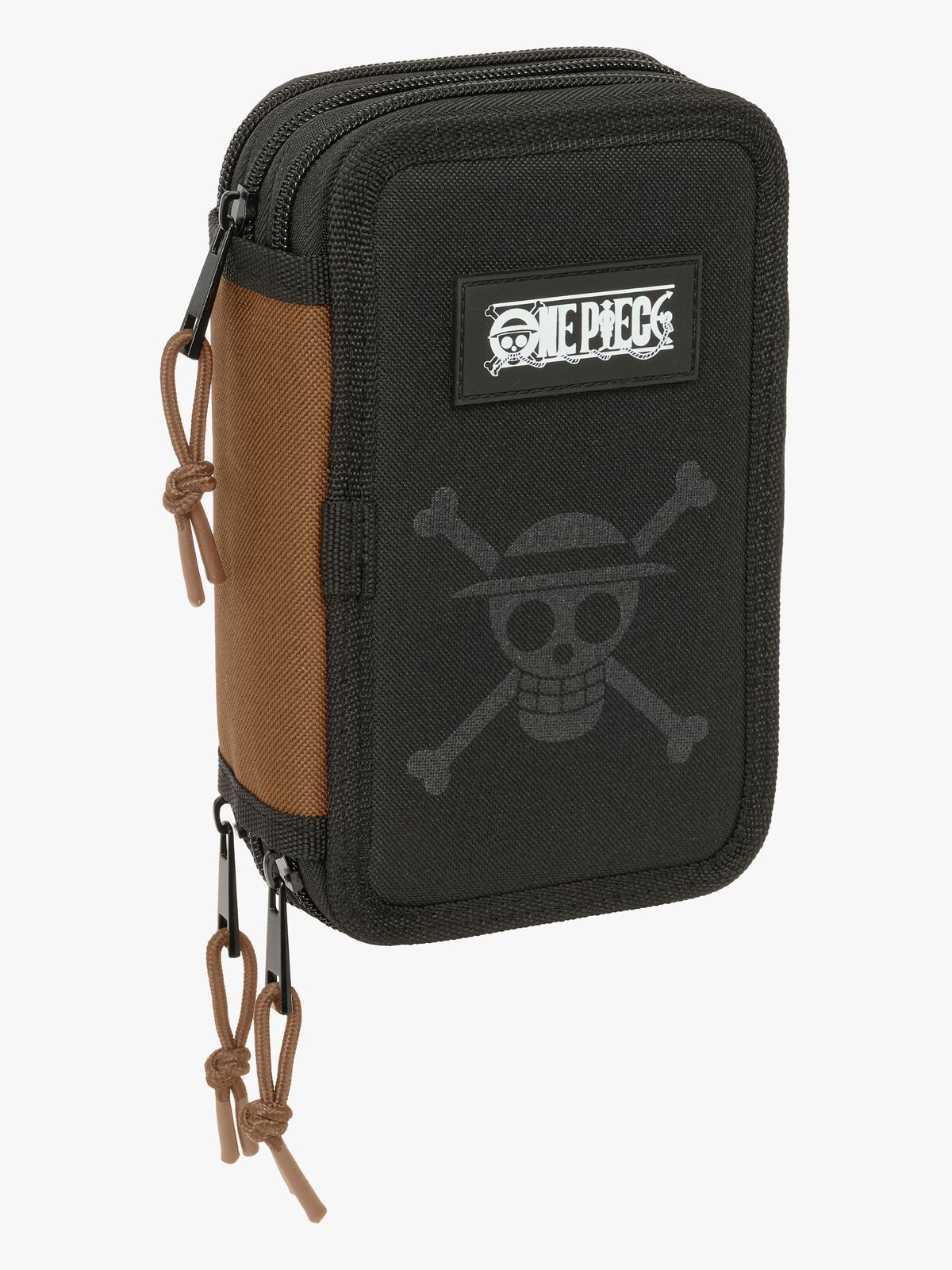 One Piece Gefülltes Dreifach-Federmäppchen 37 Teile, Schwarz