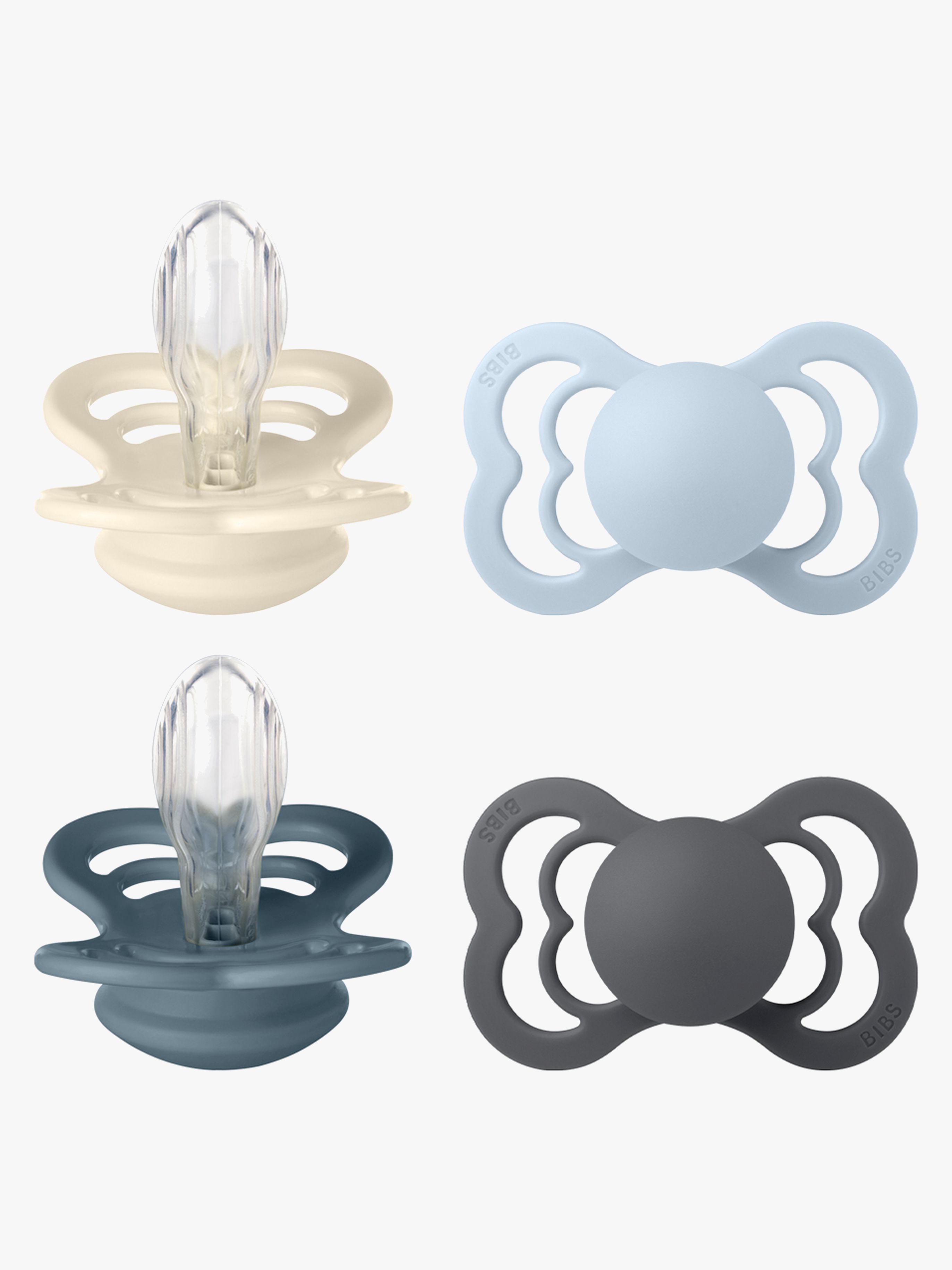 Supreme Schnuller 4er-Pack Silikon Gr. 2, Ivory / Baby Blue / Petrol / Iron