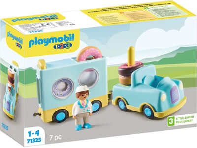 Playmobil 71325 1.2.3 Baukasten Verrückter Donut Truck mit Stapel- und Sortierfunktion