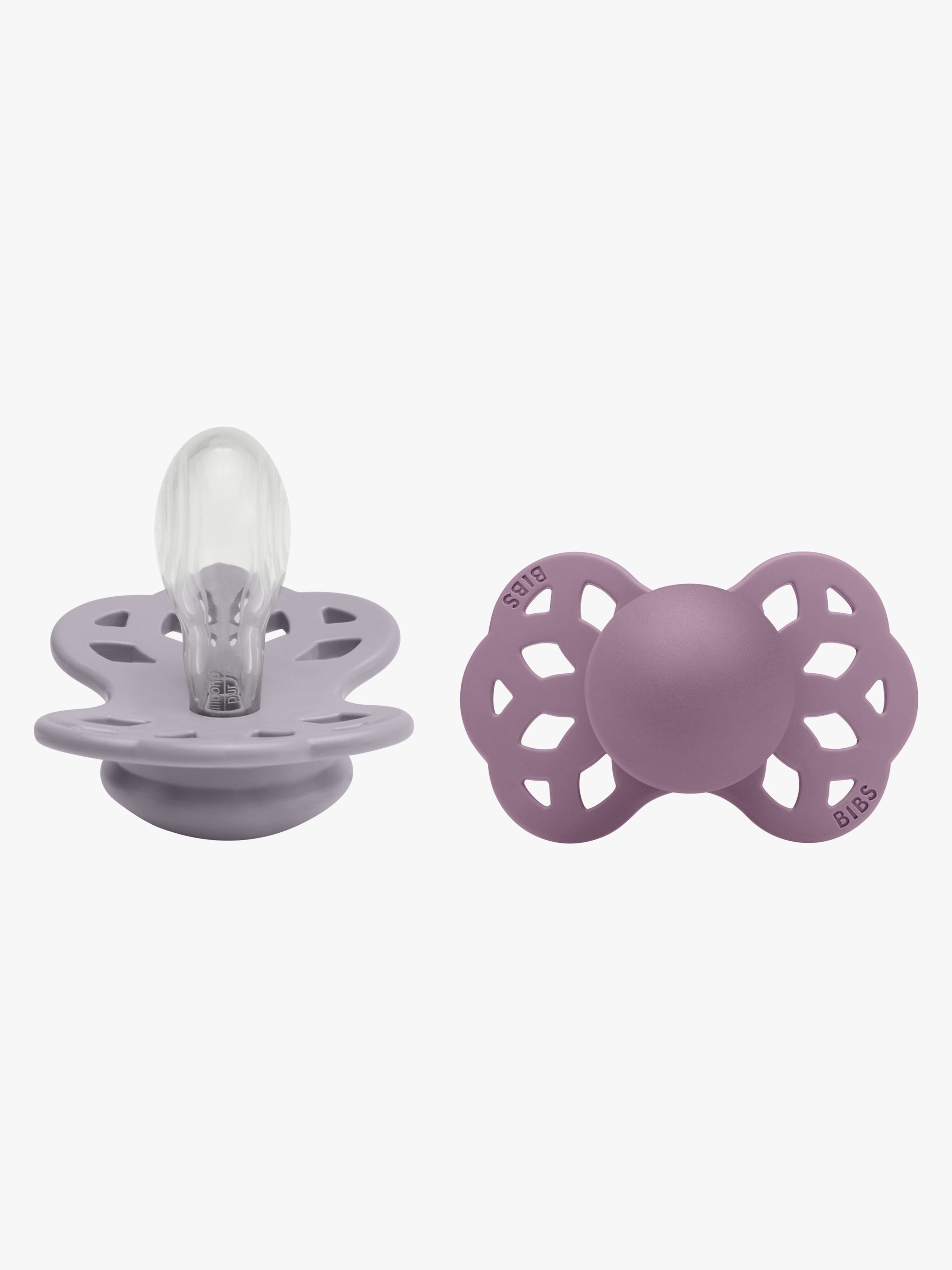 BIBS Infinity Schnuller 2er-Pack Silikon Größe 2 Symmetrisch, Fossil Grey/Mauve