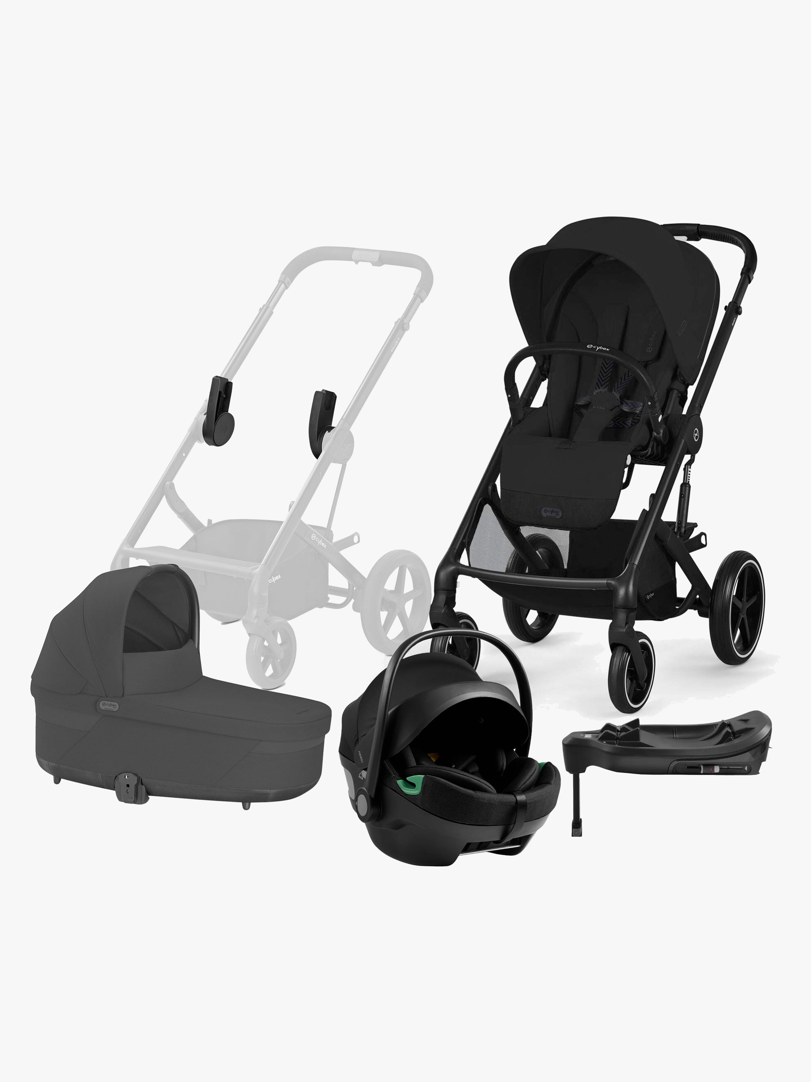 Cybex BALIOS S Lux Kombikinderwagen inkl. Axkid GOKID Babyschale & Basis, Moon Black