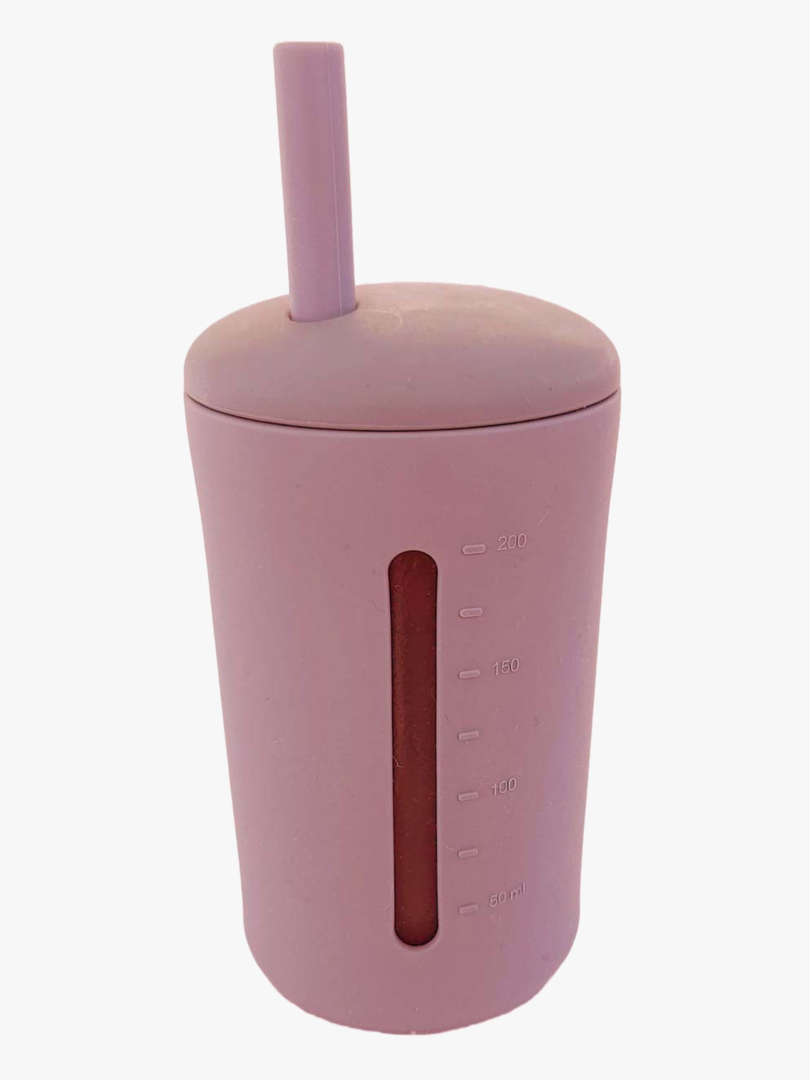 Organic Silikonbecher mit Trinkhalm, Dusty Rose