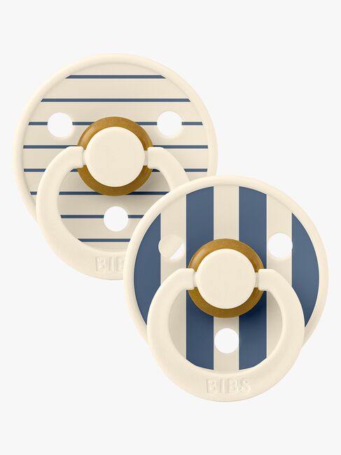BIBS Studio Colour Schnuller 2er-Pack Latex Größe 1 Rund, Pin/Ivory Steel Blue Mix