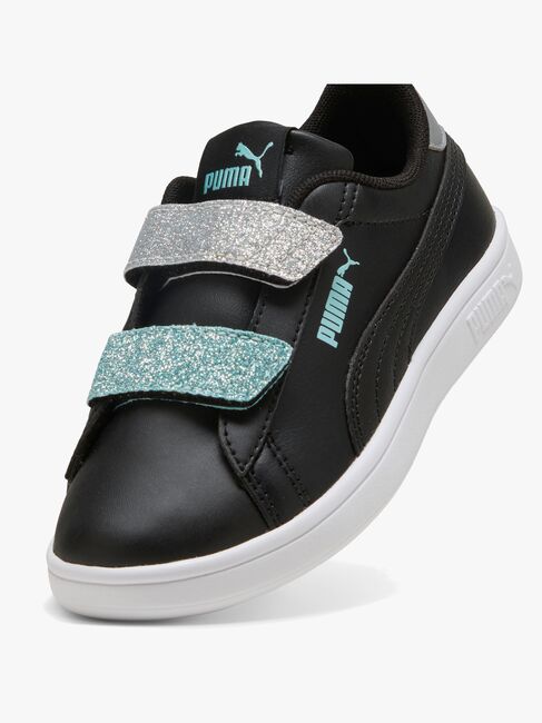 Puma Smash 3.0 Glitter Velcro V Infant Sneaker, Schwarz