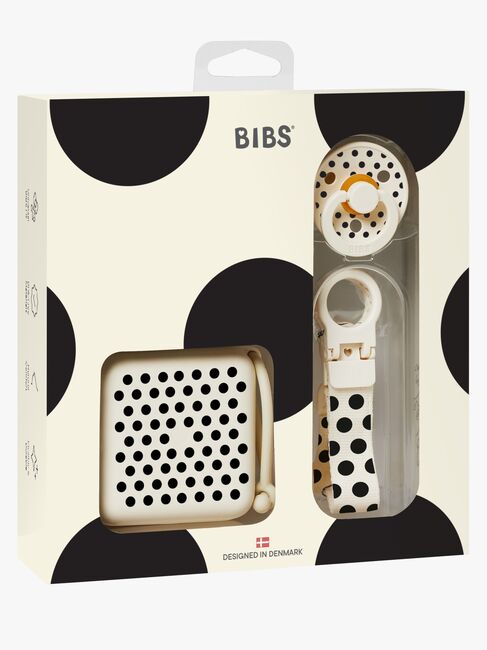 BIBS Polka Soothe & Go Geschenkset Latex Größe 2, Ivory Black