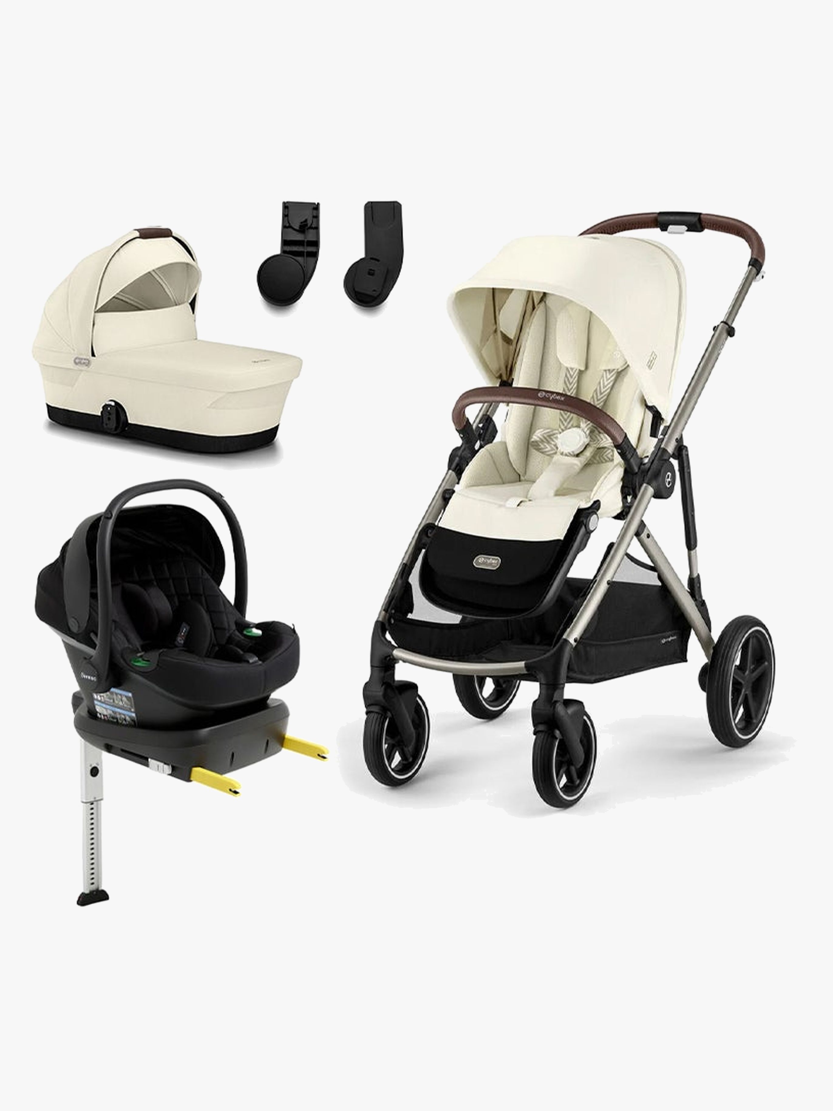 Cybex GAZELLE S Kombiwagen inkl. Beemoo Route Babyschale &  Basis, Seashell Beige/Black Stone