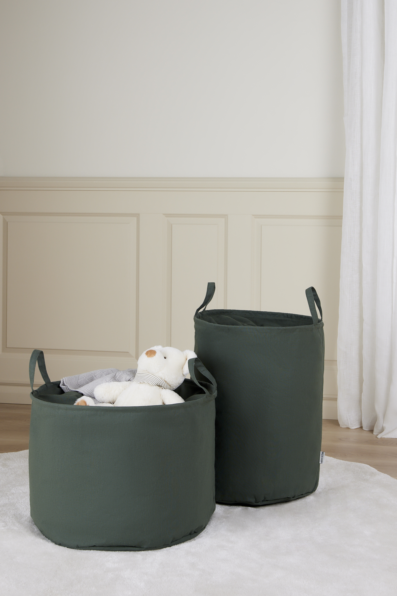 Alice &  Fox DINA Aufbewahrungskorb 2er-Pack, Dusty Green