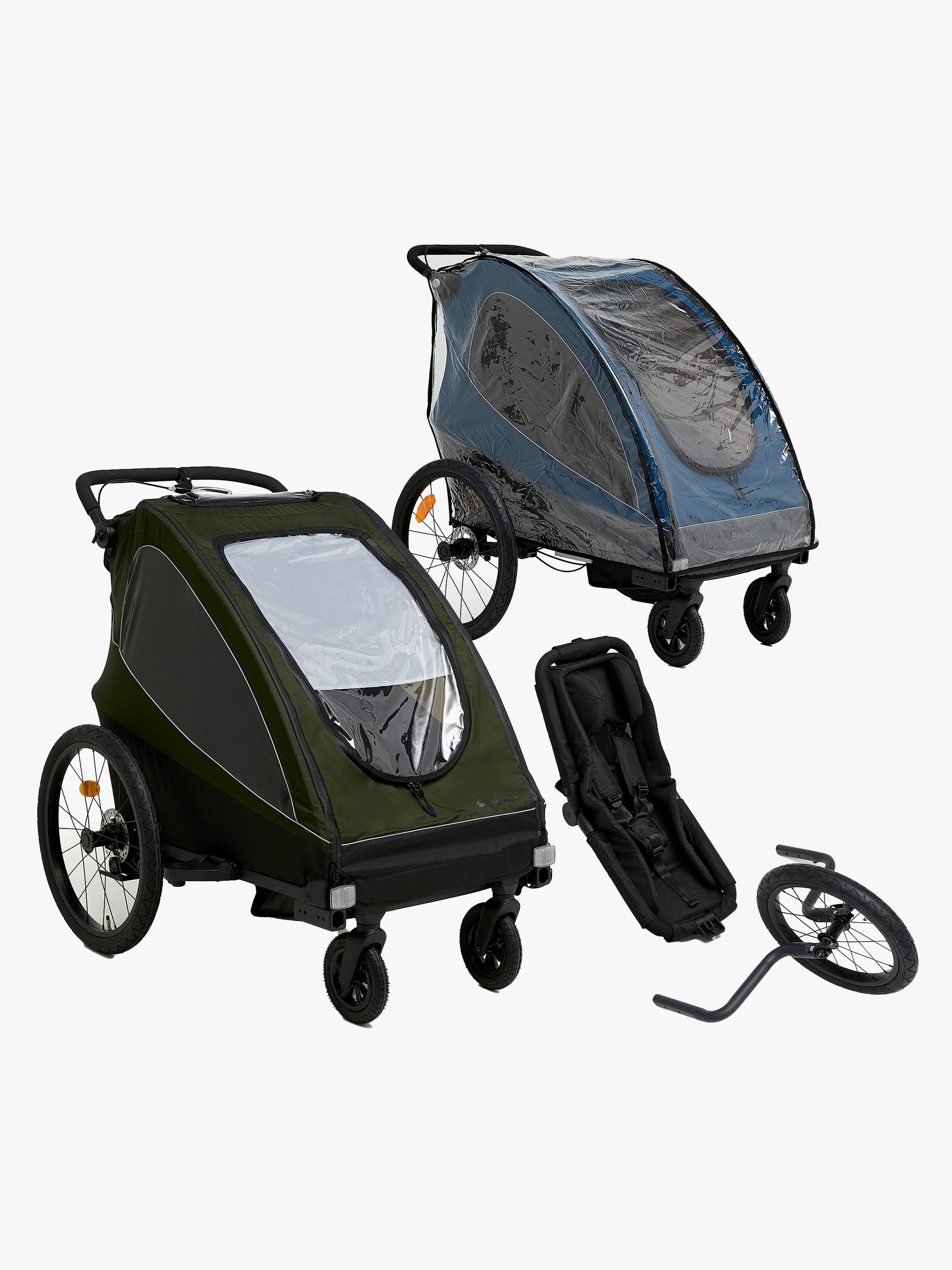 Beemoo Activity Sport Fahrradanhänger Inkl. Newborn Set, Jogging-Set &  Regenschutz, Green