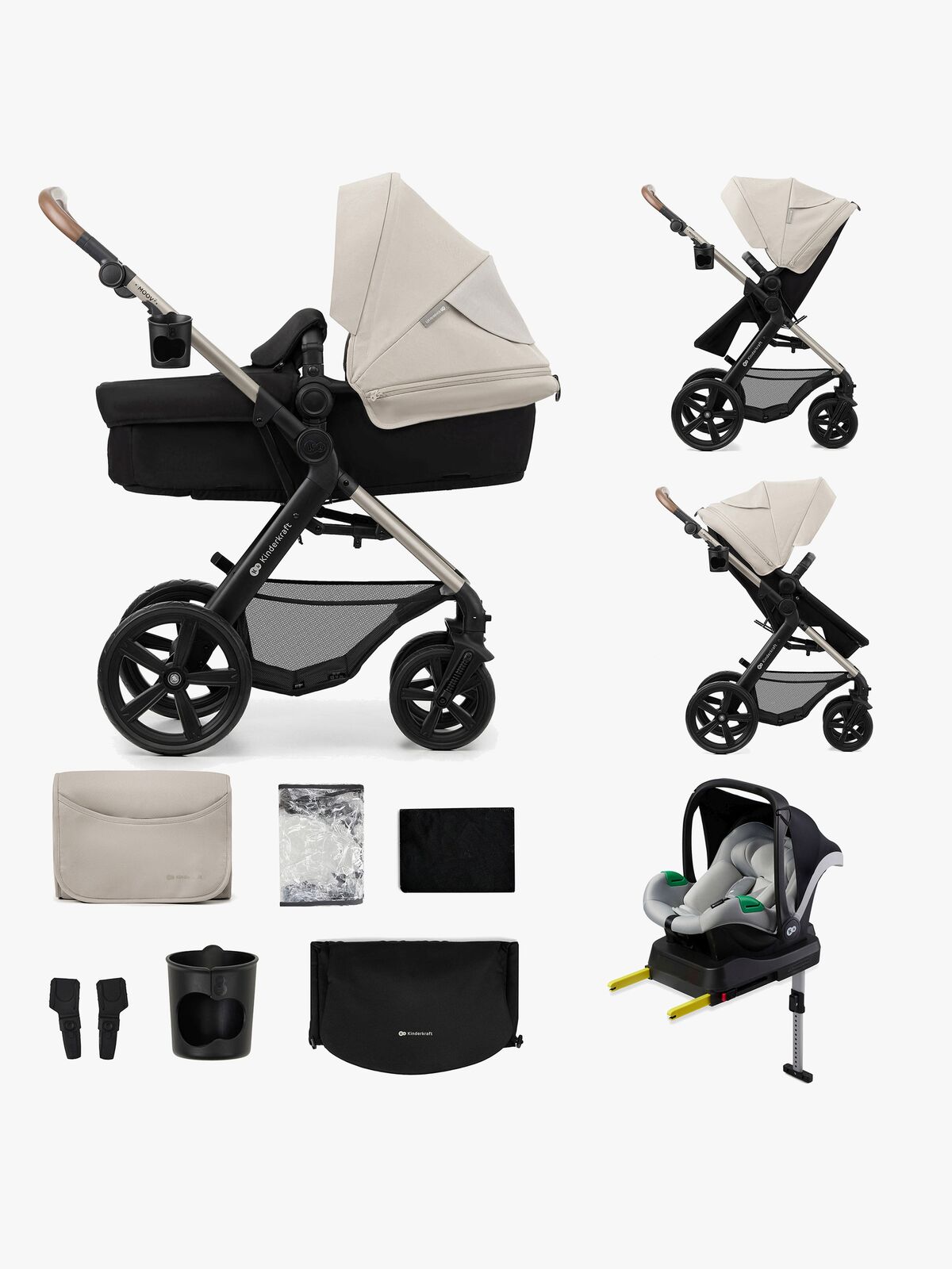 Kinderkraft MOOV 2 4-in-1 Kombikinderwagen, Moonlight Grey