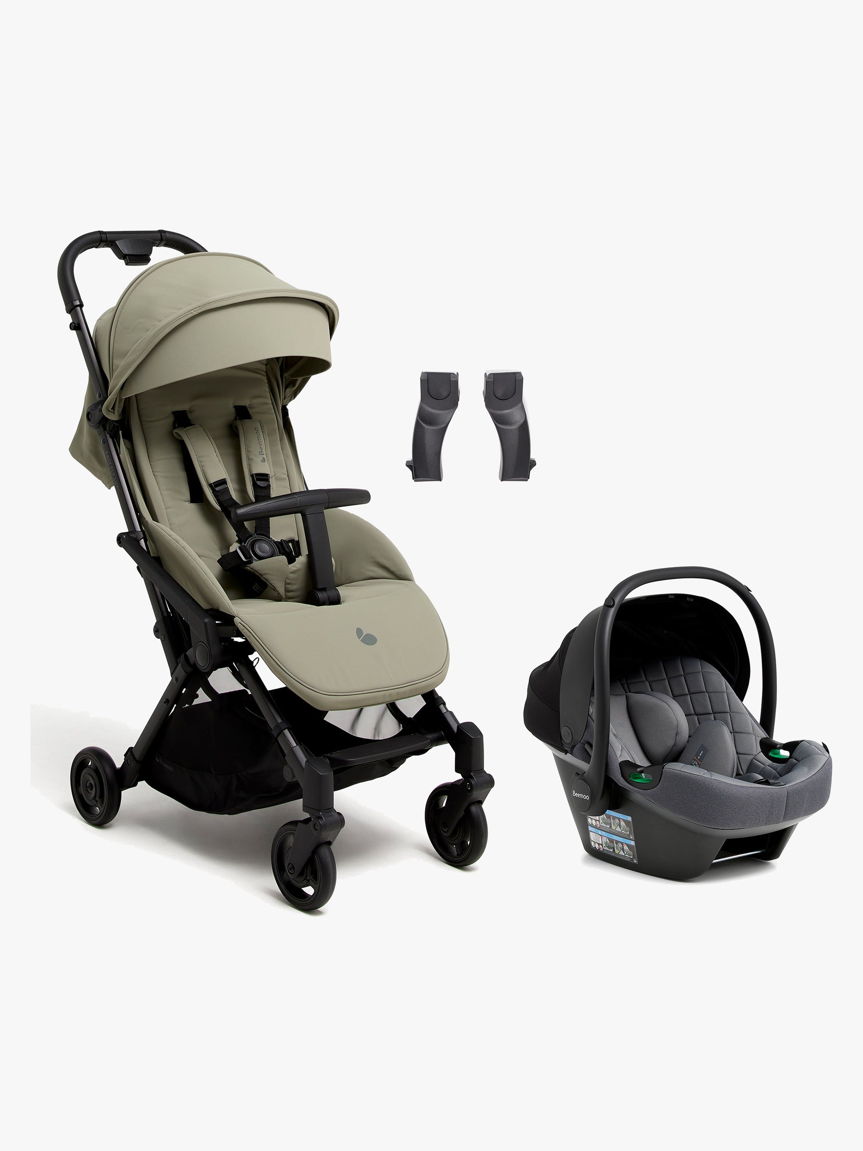 Beemoo Easy Fly Lux 4 Buggy inkl. Route i-Size Babyschale, Spring Green/Mineral Grey