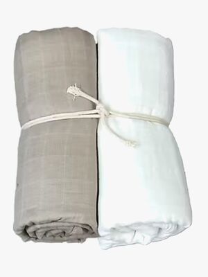 Mini Dreams Musselintuch 2er-Pack, Weiß/Sand