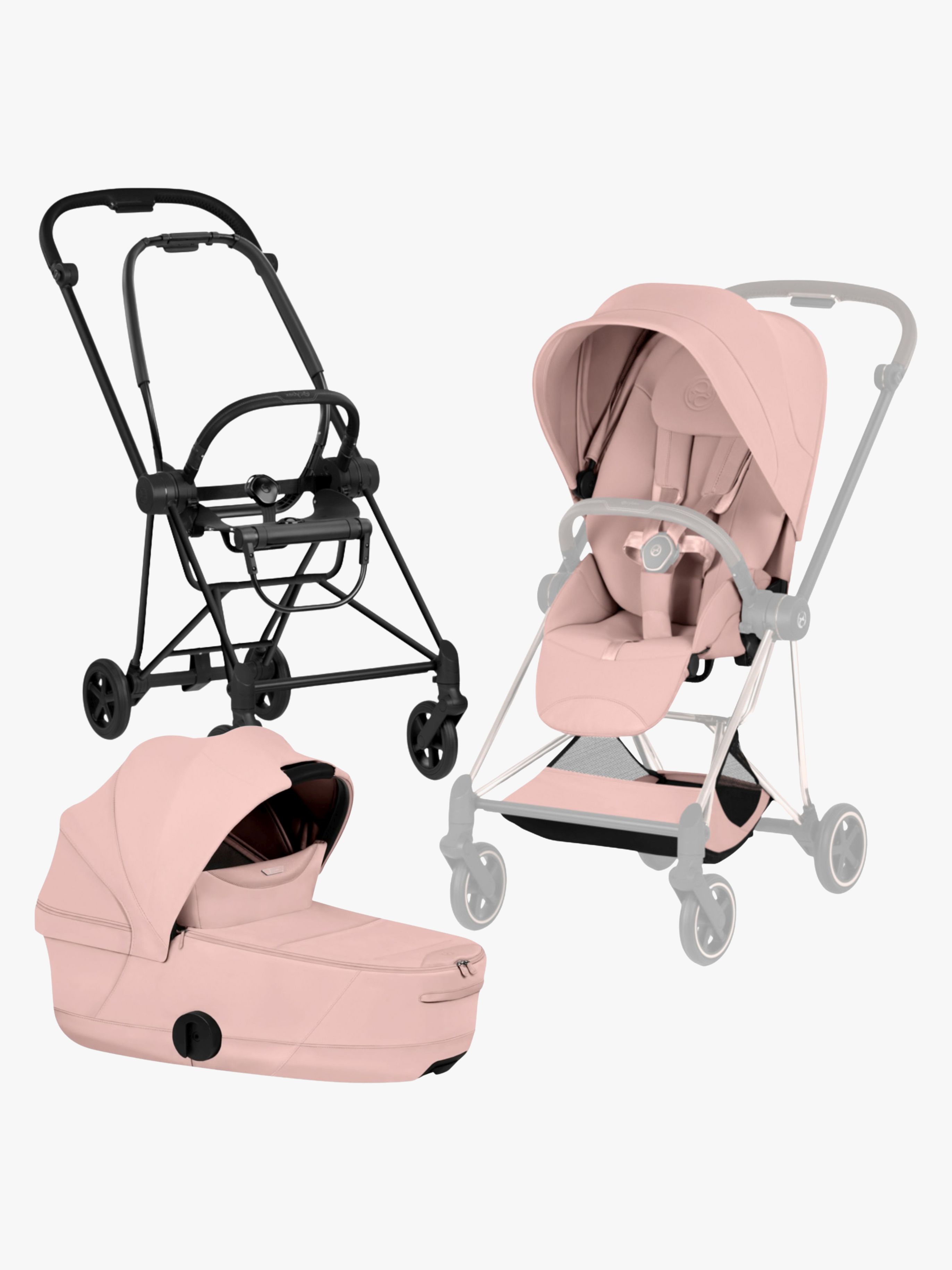 Cybex Mios Style Kombikinderwagen, Matt Black/Peach Pink