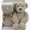 CarloBaby Fleecedecke und Kuscheltier Teddybär, Beige