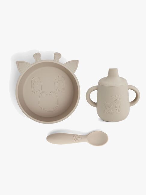 nuuroo Elias Giraffe Tellerset 3er-Pack Silikon, Cobblestone