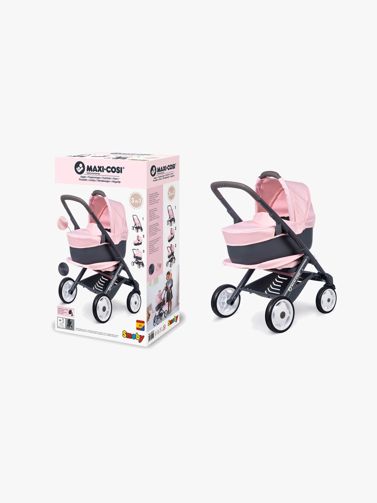 Smoby MAXI-COSI Puppenwagen 3-in-1, Rosa