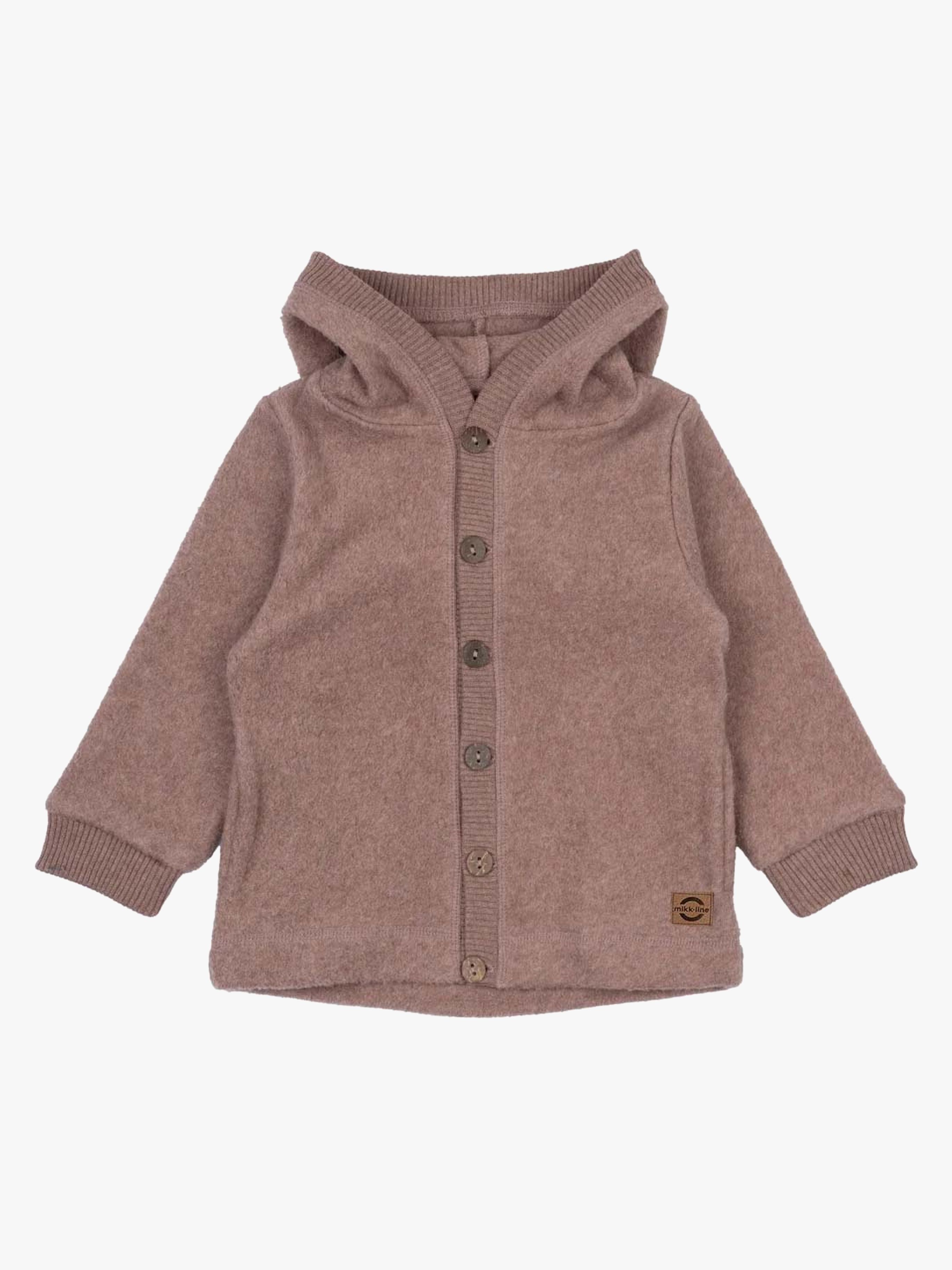 Mikk-Line Fleecejacke mit Kapuze, Burlwood Melange, 104
