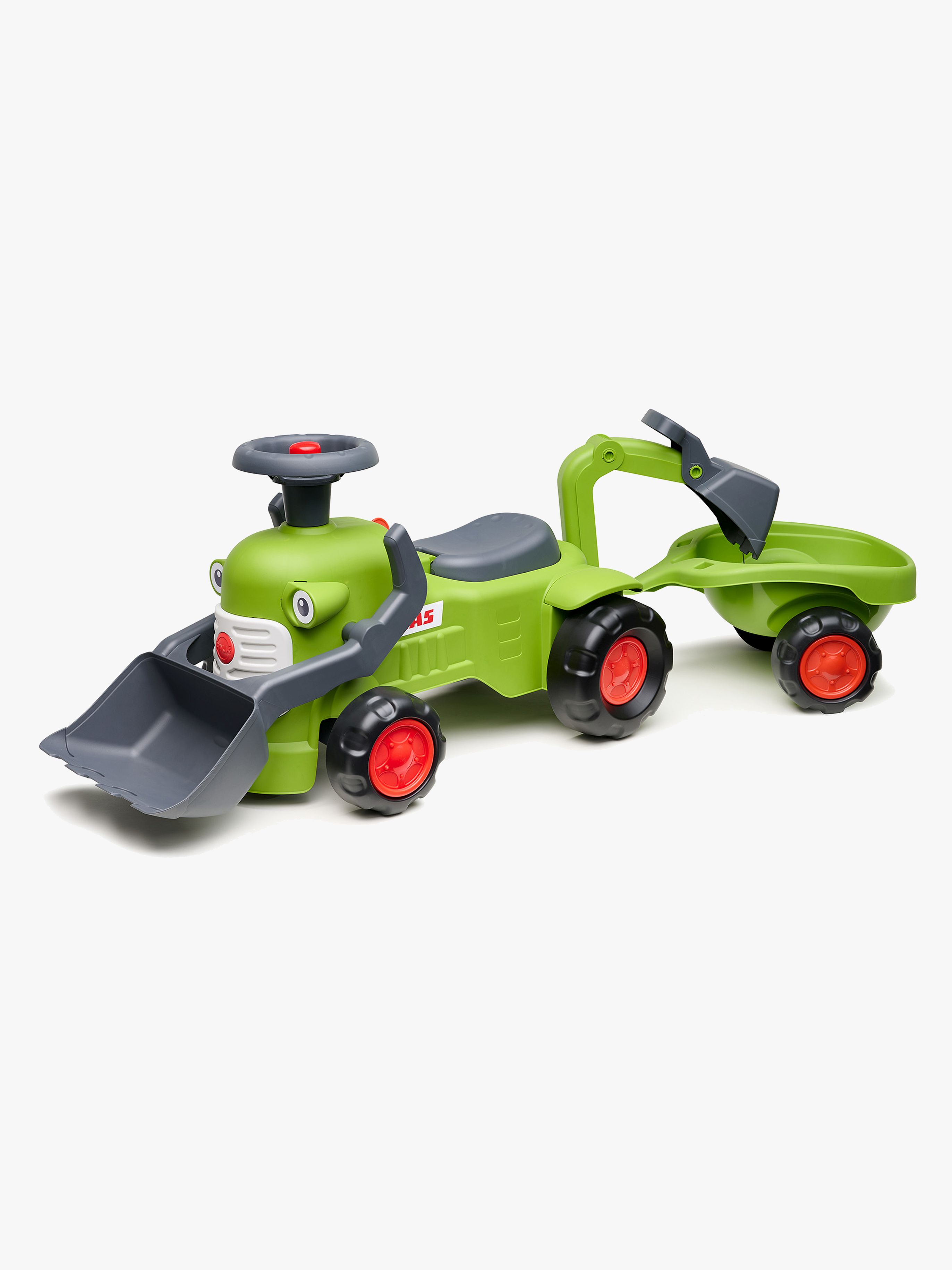Rutschauto Traktor Claas Vintage mit Eimer & Anhänger
