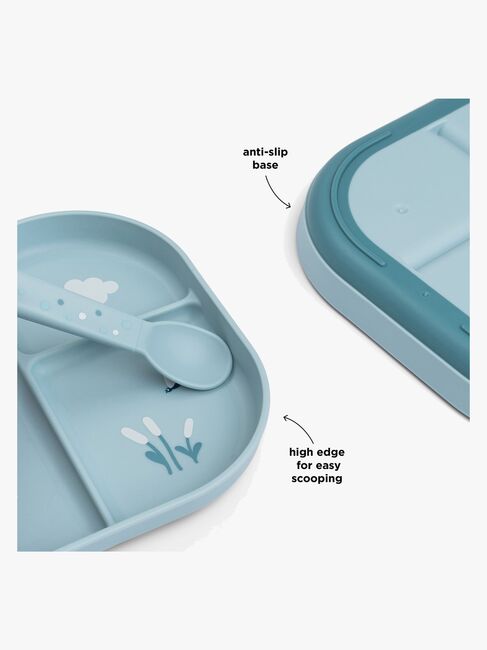 Done By Deer Playground Stick & Stay Geteilter Silikonteller, Elphee Blue