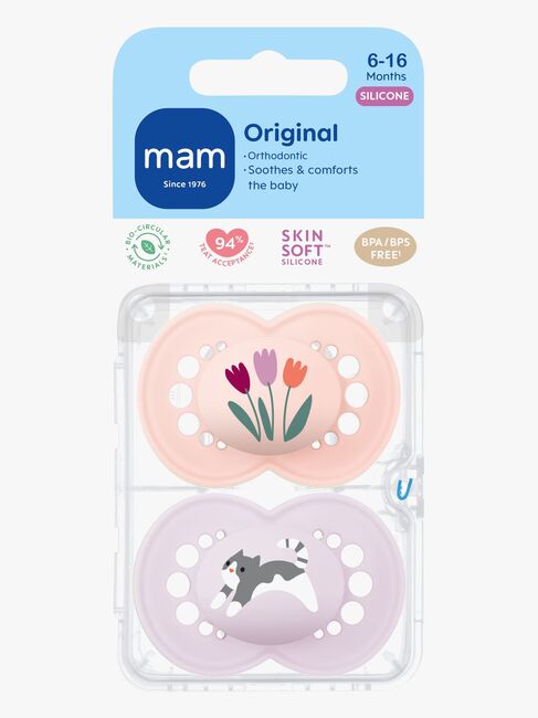 MAM Orginal Schnuller Silikon 2er-Pack 6-16m, Rosa